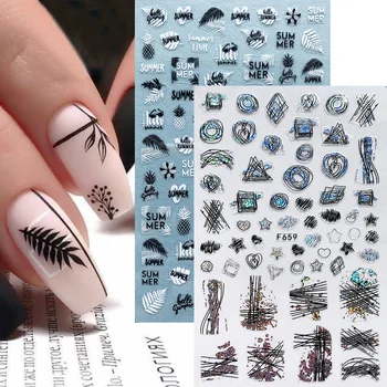 Holographic Laser Silver Glitter Nail Sticker Leaves Letter Self Adhesive Slider Black White Leaf Polish Decoration SAF654-661-1
Holographic Laser Silver Glitter Nail Sticker Leaves Letter Self Adhesive Slider Black White Leaf Polish Decoration SAF654-661-1