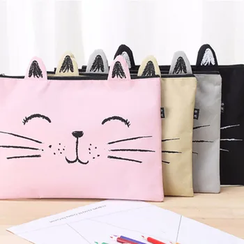 1 Pcs Cute Cat Mustache Zipper Canvas A4 File Bag Student Storage Bag Pencil Case Box Stationary Accessories Tool 
1 Pcs Cute Cat Mustache Zipper Canvas A4 File Bag Student Storage Bag Pencil Case Box Stationary Accessories Tool