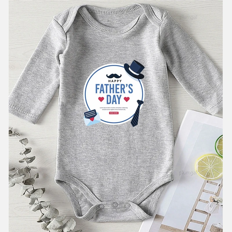 Для детей с года до трех лет комбинезоны принтом Happy Father's Day хлопковые боди для