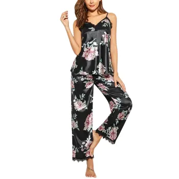 Women Pajamas Sets Sexy Lace Decoration Floral Print Suits Fashion Sling Tops Pants 2 Pieces Sets
Women Pajamas Sets Sexy Lace Decoration Floral Print Suits Fashion Sling Tops Pants 2 Pieces Sets