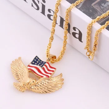 American Flag Eagle Necklace Statement Jewelry Cute Color Stainless Steel Hawk Animal Charm Pendant & Chain For Men
American Flag Eagle Necklace Statement Jewelry Cute Color Stainless Steel Hawk Animal Charm Pendant & Chain For Men