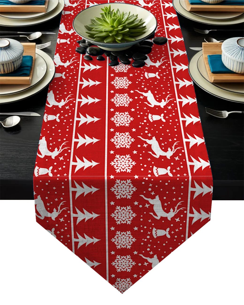 

Red White Christmas Tablecloths Tablerunner Decoration Holidays Vintage Wedding Party Dresser Scarf Picnic Dinner Dining Table