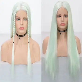 Bomshell Light Green Synthetic 13*3 Lace Front Wig Glueless Straight Heat Resistant Fiber Hair Middle Parting For Women Wigs 
Bomshell Light Green Synthetic 13*3 Lace Front Wig Glueless Straight Heat Resistant Fiber Hair Middle Parting For Women Wigs