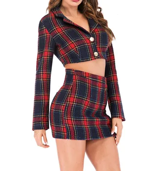 2019 Autumn Crop Top Plaid Dress 2 Piece Set Women Long Sleeve Jacket And Pencil Skirt Sexy Sets Knitted Matching Sets
2019 Autumn Crop Top Plaid Dress 2 Piece Set Women Long Sleeve Jacket And Pencil Skirt Sexy Sets Knitted Matching Sets
