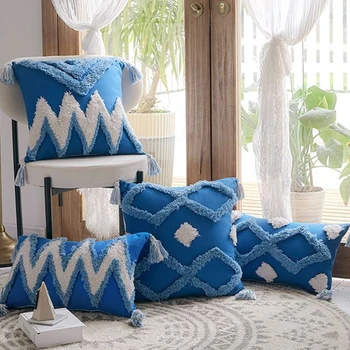 30x50cm Boho Morocco Lumbar Throw Pillow Case White Blue Geometric Pattern Woven Tufted Tassels Rectangle Cushion Cover for Couc
30x50cm Boho Morocco Lumbar Throw Pillow Case White Blue Geometric Pattern Woven Tufted Tassels Rectangle Cushion Cover for Couc