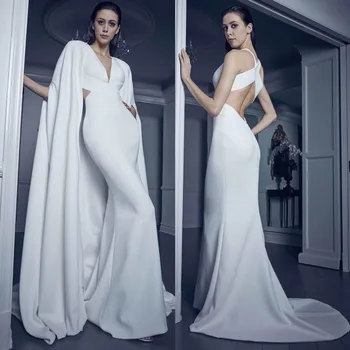 Elegant White Mermaid Evening Dress Cape Sexy V Neck Cross Back Prom Dresses Plus Size Pageant Party Gowns Vestidos De Noiva
Elegant White Mermaid Evening Dress Cape Sexy V Neck Cross Back Prom Dresses Plus Size Pageant Party Gowns Vestidos De Noiva