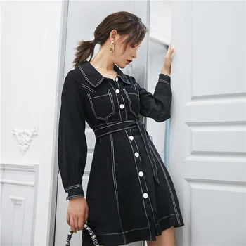 Women Denim Dress 2019 Winter And Autumn Female Above Knee Square Collar Hepburn Style Slender Dress
Women Denim Dress 2019 Winter And Autumn Female Above Knee Square Collar Hepburn Style Slender Dress