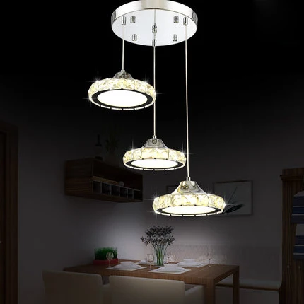 Modern Simple Circular Led Crystal Pendant Light Restaurant Three Head Living Room Dining Room Lamp deco maison
Modern Simple Circular Led Crystal Pendant Light Restaurant Three Head Living Room Dining Room Lamp deco maison