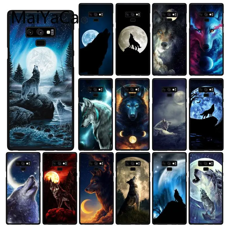 Чехол для телефона Maiyaca Moon roaring wolf Samsung Galaxy A50 A70 A20 A30 Note9 8 Note7 Note10 Pro|Бамперы| |