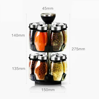 Double Layer Kitchen Rotating Glass Spices Bottles Seasoning Salt Pepper Storage Rack Rotating Cruet Condiment Seasoning Jars
Double Layer Kitchen Rotating Glass Spices Bottles Seasoning Salt Pepper Storage Rack Rotating Cruet Condiment Seasoning Jars