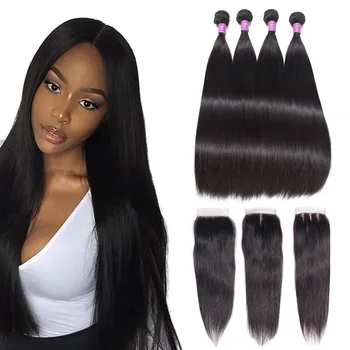 Peruvian Straight Human Hair 4 Bundles With Closure 4X4 Free Middle Three Part Swiss Lace Closure Cheap Peru Human Hair Weave
Peruvian Straight Human Hair 4 Bundles With Closure 4X4 Free Middle Three Part Swiss Lace Closure Cheap Peru Human Hair Weave