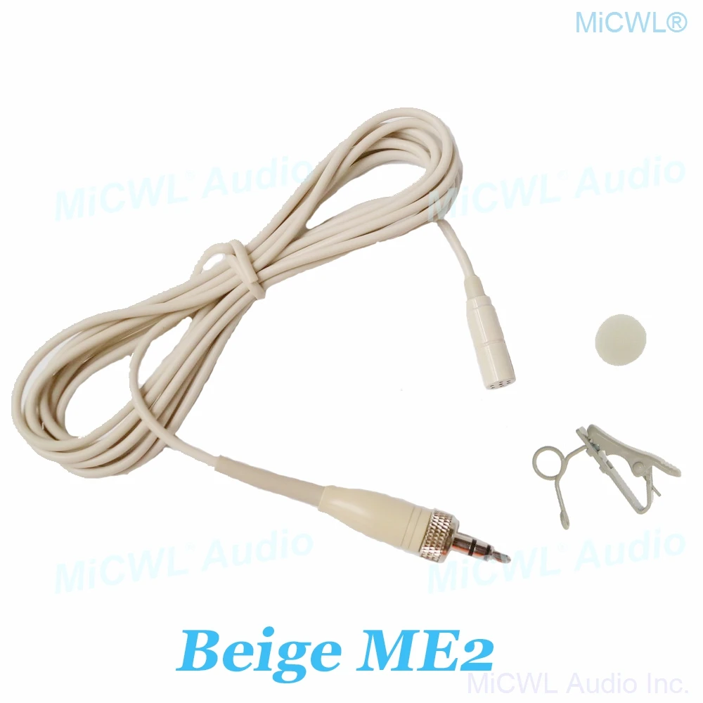 

Beige ME2 Omnidirectional Tie Clip Lavalier Microphone for Sennheiser G2 G3 G4 Shure AKG Audio-Technica Samson Wireless