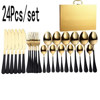 Tablewellware Cutlery Set 24 Pieces Tableware Set Stainless Steel Cutlery Box Forks Knives Spoons Kitchen Dinnerware Set Gold
Tablewellware Cutlery Set 24 Pieces Tableware Set Stainless Steel Cutlery Box Forks Knives Spoons Kitchen Dinnerware Set Gold