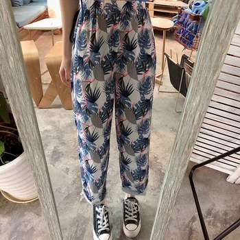 Printed Summer Long Pants Women High Elastic Waist Trousers Vintage Wide Leg Pants Korean Loose Casual Pants Plus Size 2020 W544
Printed Summer Long Pants Women High Elastic Waist Trousers Vintage Wide Leg Pants Korean Loose Casual Pants Plus Size 2020 W544