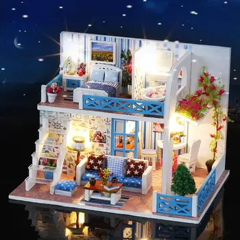 Miniature Doll House DIY Small Sea View House Wooden Hut Villa Assembly Model Helen Coast Gift Furniture Kids Birthday Girl Gift
Miniature Doll House DIY Small Sea View House Wooden Hut Villa Assembly Model Helen Coast Gift Furniture Kids Birthday Girl Gift
