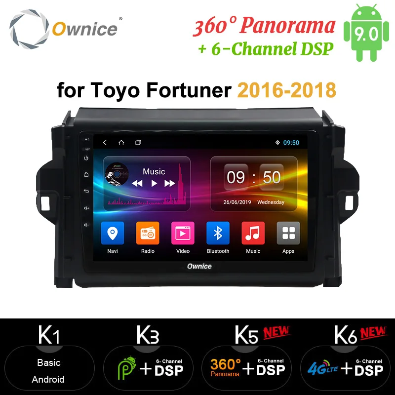 Ownice carplay 4G+64G Android 9.0 Car DVD Radio GPS Navi map 360 Panorama DSP SPDIF for TOYOTA Fortuner / SW4 2015 2016 2017 | Автомобили