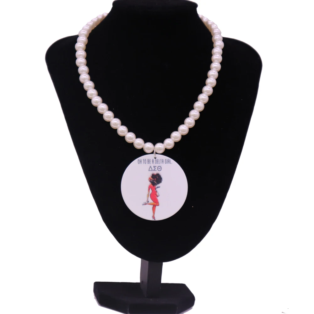 Greek Sorority Fraternity Natural Wooden To be a Delta Girl Printed Delta Sigma Theta Pearl Necklaces Women Society Club Jewelry
Greek Sorority Fraternity Natural Wooden To be a Delta Girl Printed Delta Sigma Theta Pearl Necklaces Women Society Club Jewelry