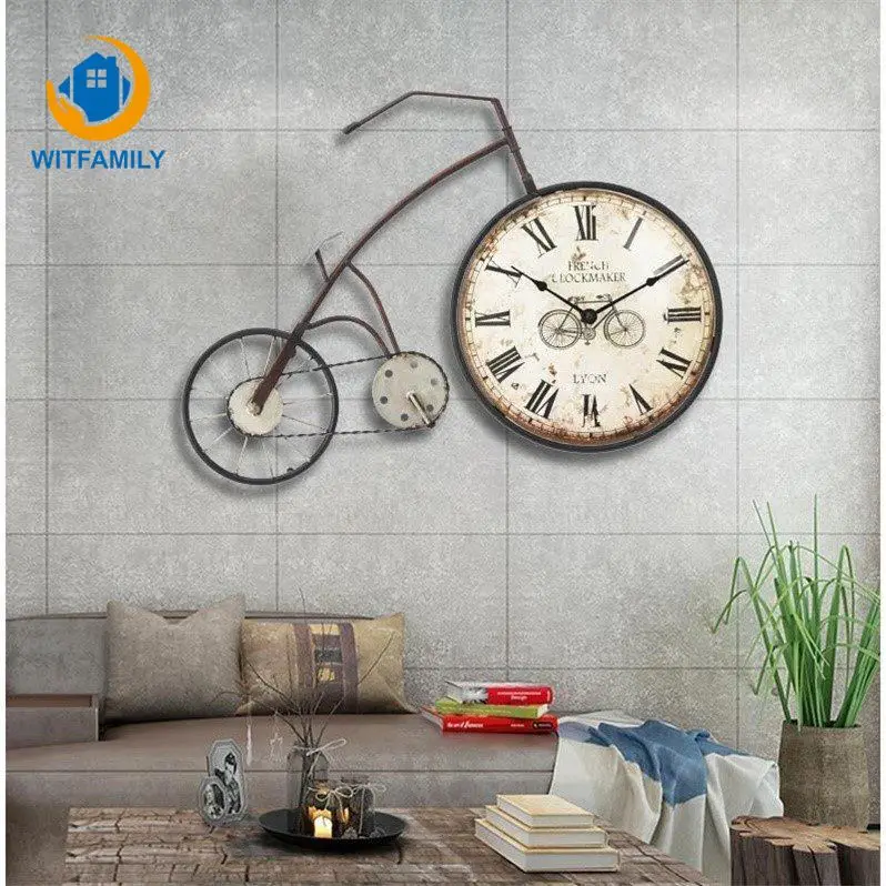 Ретро велосипед металлические настенные часы для гостиной креативные простые