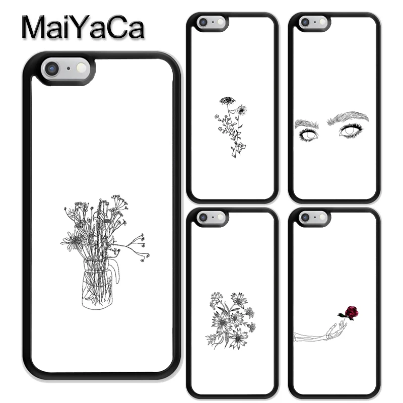 Черный Белый контур эстетика чехол для iPhone 12 Pro Max mini 11 XS X XR 6S 7 8 Plus SE 2020 задняя