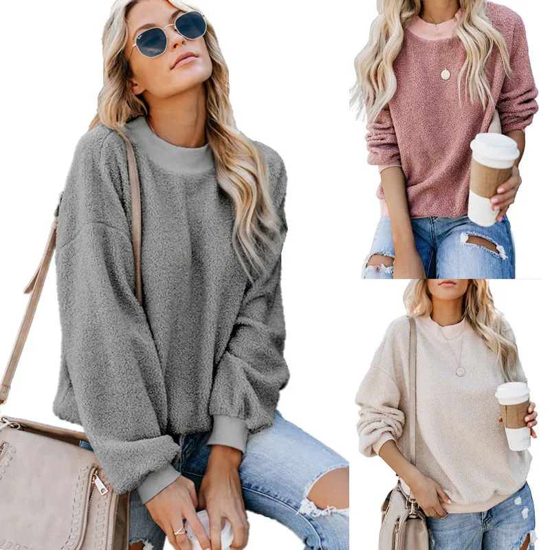 2019 Autumn and Winter Women Solid Color Long Sleeve Crewneck Loose Pullover Cashmere Sweatshirts
2019 Autumn and Winter Women Solid Color Long Sleeve Crewneck Loose Pullover Cashmere Sweatshirts