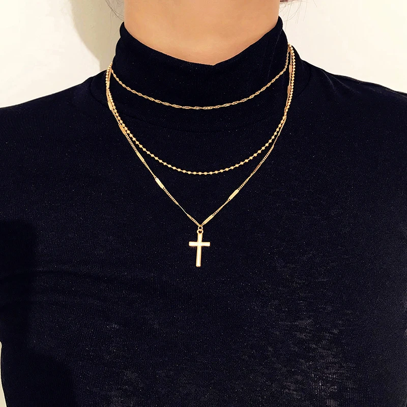 JSMYGS Jewelry Retro Cross Multilayer Sliver Gold Necklace Women Fashion Simple Business Clavicle Choker Chain Necklaces Gifts
JSMYGS Jewelry Retro Cross Multilayer Sliver Gold Necklace Women Fashion Simple Business Clavicle Choker Chain Necklaces Gifts