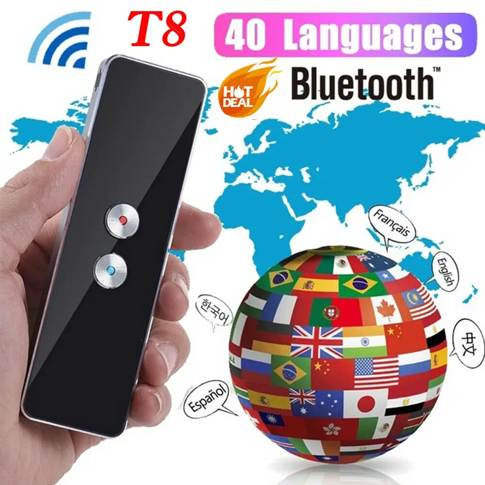 Portable T8 Smart Voice Speech Translator Two-Way Real Time 40 Multi-Language Translation For Learning Travelling Business Meet
Portable T8 Smart Voice Speech Translator Two-Way Real Time 40 Multi-Language Translation For Learning Travelling Business Meet