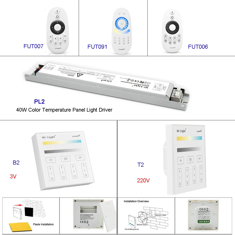 MiBOXER 220V PL2 40W Color Temperature led Panel Light Driver 2.4G CCT Smart Panel Remote Controller B2/T2/FUT091/FUT006/FUT007
MiBOXER 220V PL2 40W Color Temperature led Panel Light Driver 2.4G CCT Smart Panel Remote Controller B2/T2/FUT091/FUT006/FUT007