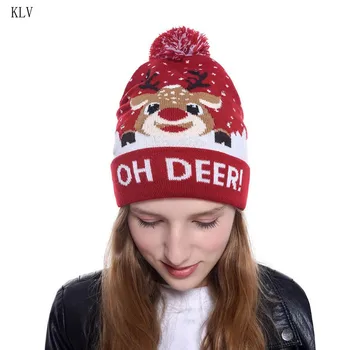 

Women Girl Novelty LED Light Up Knitted Cap Holiday Christmas Colorful Ugly Sweater Funny Patterns Pompom Beanie Cuffed Hat Gift