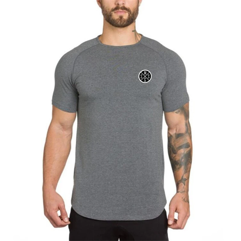 Рубашка для бега Мужская одежда бодибилдинга футболка тренажерного зала фитнеса