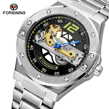Forsining Golden Bridge Mechanical Watch Men Blue Hand Automatic Transparent Case Stainless Steel Strap Fashion Lover Gift Clock
Forsining Golden Bridge Mechanical Watch Men Blue Hand Automatic Transparent Case Stainless Steel Strap Fashion Lover Gift Clock
