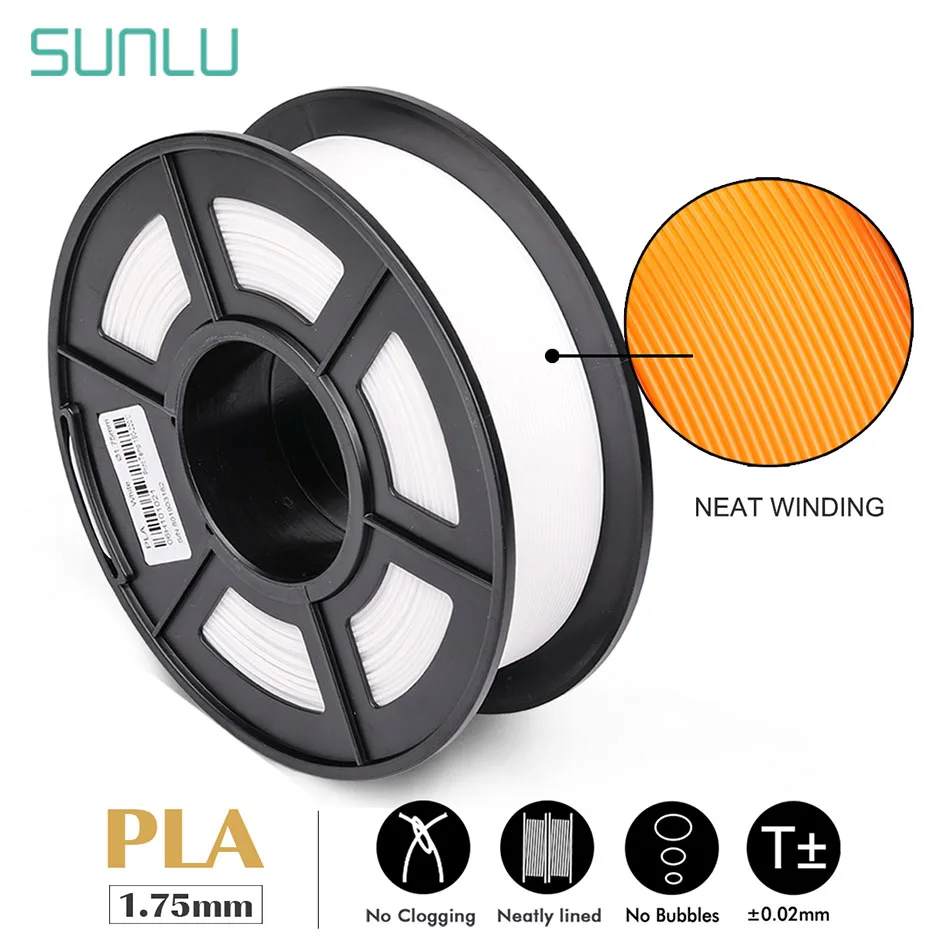 SUNLU PLA Filament 1.75mm 1KG Tolerance +/-0.02mm 3D Printer Printing Smoothly No Tangle Neat Winding Consumable
SUNLU PLA Filament 1.75mm 1KG Tolerance +/-0.02mm 3D Printer Printing Smoothly No Tangle Neat Winding Consumable