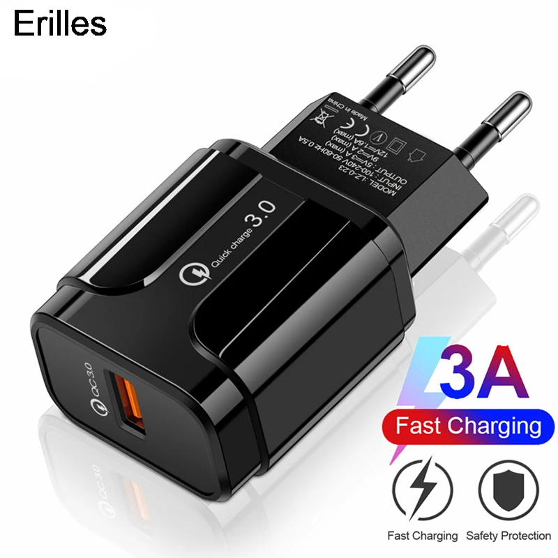 

18W Quick Charge QC 3.0 4.0 Fast Charging For iPhone Charger EU US Adapter Wall USB Charger For Samsung S9 Mobile Phone Chargers