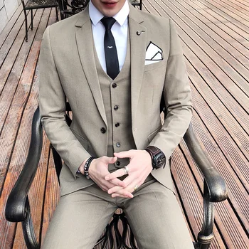 Men's Suit Suit Gentleman British Korean Version of Slim Fit Three-piece Suit With One Button Suit For Men
Men's Suit Suit Gentleman British Korean Version of Slim Fit Three-piece Suit With One Button Suit For Men