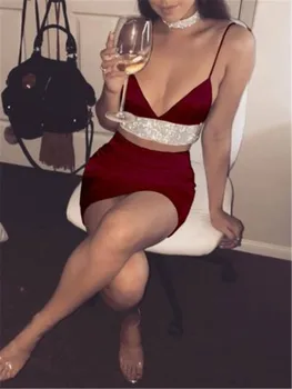 Stylish Womens 2Pcs Bodycon V-Neck Crop Top And Skirt Set Split Clubwear Party Cooktail Dresses Pencil Party Clothing Sets
Stylish Womens 2Pcs Bodycon V-Neck Crop Top And Skirt Set Split Clubwear Party Cooktail Dresses Pencil Party Clothing Sets