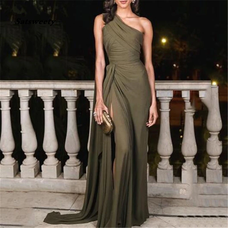 2020 Simple Evening Dresses A-Line Floor Length One Shoulder Side Split Evening Gowns Custom Made Vestido de noche
2020 Simple Evening Dresses A-Line Floor Length One Shoulder Side Split Evening Gowns Custom Made Vestido de noche