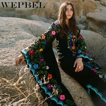 WEPBEL Women V Neck Dress New Summer Spring Full Batwing Sleeve Floral Boho Bohemian High Waist Ladies Long Maxi Dress 
WEPBEL Women V Neck Dress New Summer Spring Full Batwing Sleeve Floral Boho Bohemian High Waist Ladies Long Maxi Dress