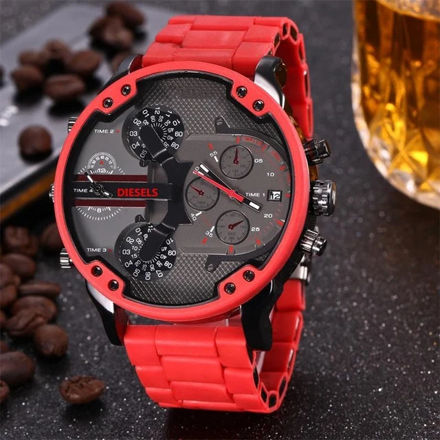 

diesels watch Multi Time Zone reloj Military Clock Leather Strap 53MM Big dial DZ Stainless steel Watch Men's Sport Quartz