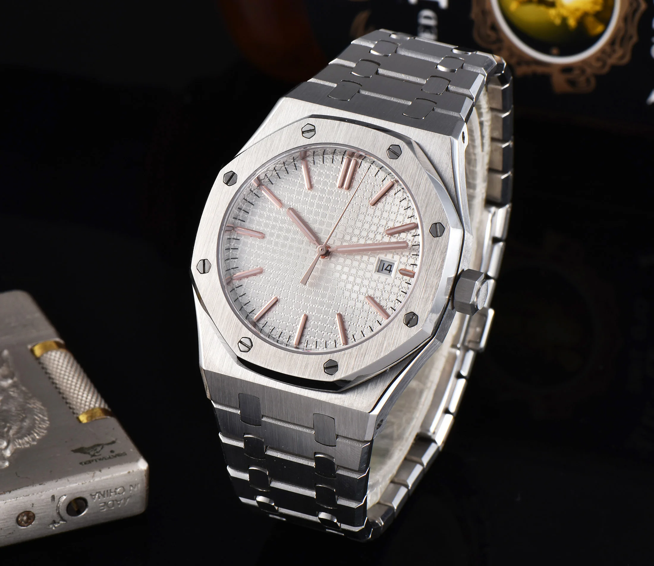Automatic watch 41mm wire drawing machine steel case bracelet Japan miyota mechanical sapphire folding buckle P1ab
Automatic watch 41mm wire drawing machine steel case bracelet Japan miyota mechanical sapphire folding buckle P1ab
