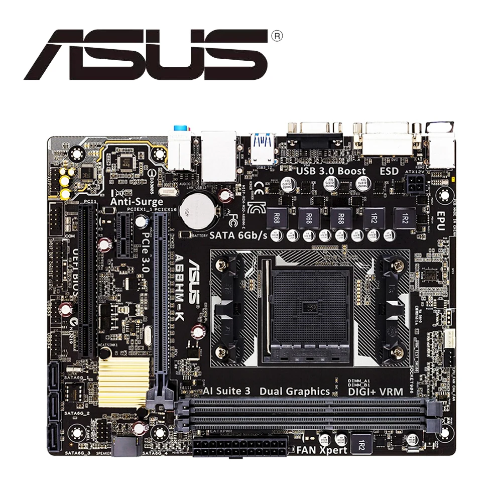 ASUS A68HM-K Desktop Mainboard A68H Chipset Socket FM2/FM2+ Dual Channel DDR3 PCI-E 3.0 Micro ATX Motherboard USB3.0
ASUS A68HM-K Desktop Mainboard A68H Chipset Socket FM2/FM2+ Dual Channel DDR3 PCI-E 3.0 Micro ATX Motherboard USB3.0