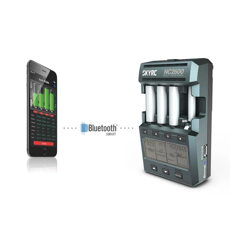 SKYRC NC2600 Charger for AA AAA Battery Charger Discharger Analyzer with Bluetooth NiMH NiCd Battery Charge Discharge Stored
SKYRC NC2600 Charger for AA AAA Battery Charger Discharger Analyzer with Bluetooth NiMH NiCd Battery Charge Discharge Stored