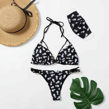 Summer Swimsuit for women 2020 New Halter Pineapple Print Hot Micro Swimwear with Mask Three-Piece Bikini Set Swimwear 529#3
Summer Swimsuit for women 2020 New Halter Pineapple Print Hot Micro Swimwear with Mask Three-Piece Bikini Set Swimwear 529#3