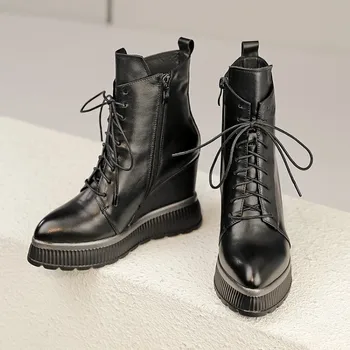 MLJUESE 2020 women ankle boots cow leather black color zippers winter short plush wedges heel women boots size 34-42
MLJUESE 2020 women ankle boots cow leather black color zippers winter short plush wedges heel women boots size 34-42