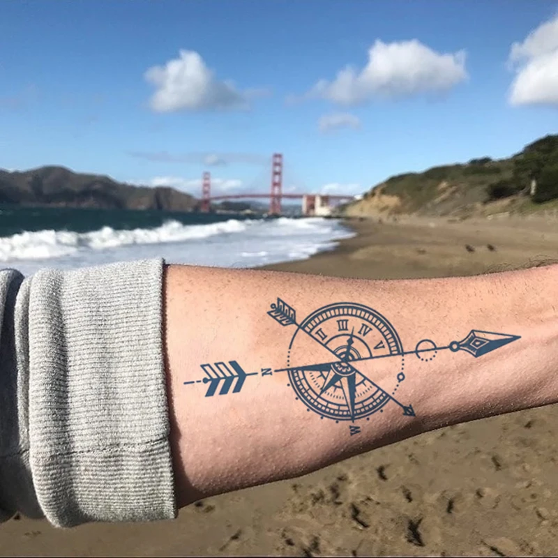 Semi-Permanent Temporary Tattoo Sticker for Men Boys Long-Lasting 1-2 Weeks Waterproof & Realistic Body Arrow Stickers | Красота и