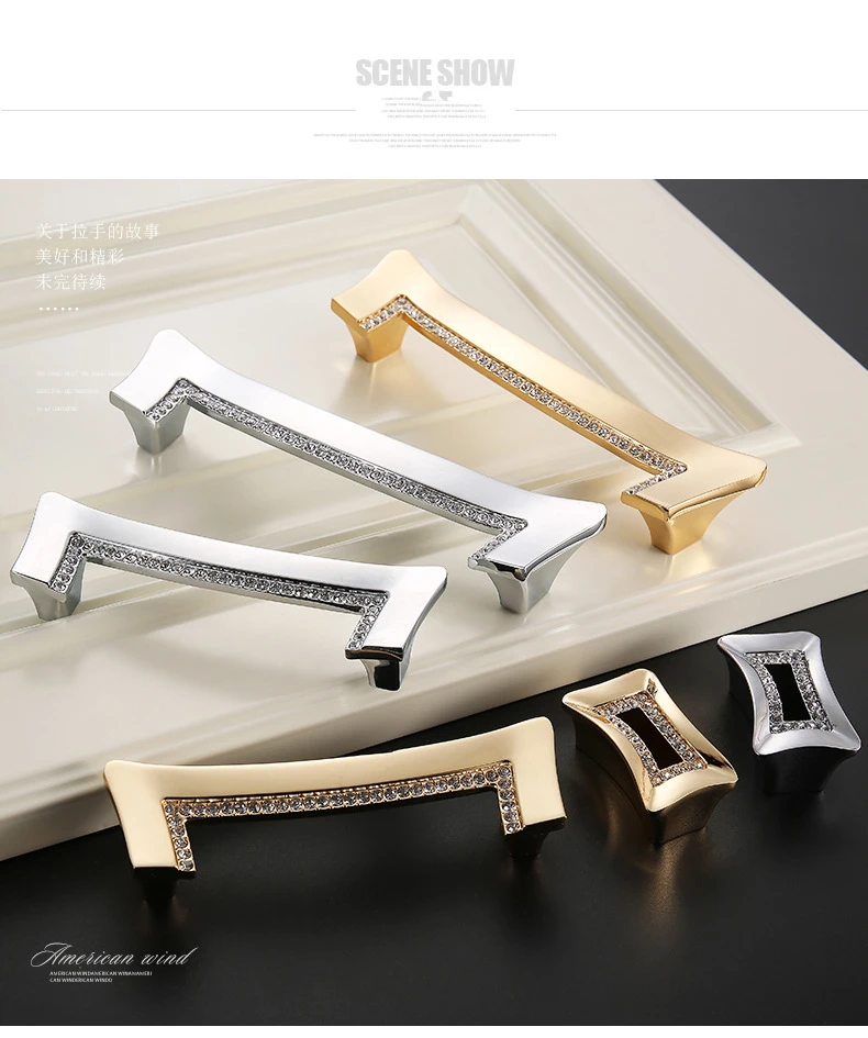 Generic Luxury Gold Czech Crystal Door Handles Furnitures