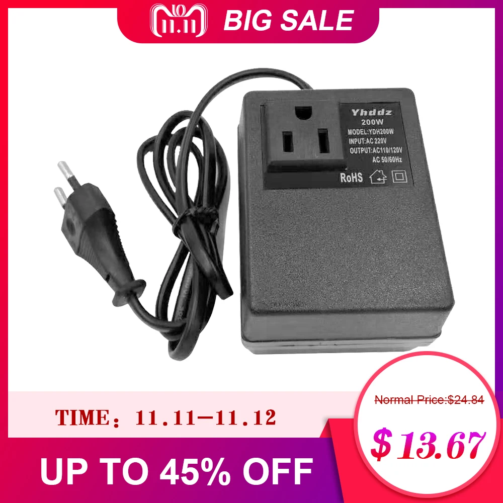 Efficient Voltage Converter 200W AC 220V To 110V Step Down Transformer Voltage Converters Power Adapter for Travel Household
Efficient Voltage Converter 200W AC 220V To 110V Step Down Transformer Voltage Converters Power Adapter for Travel Household