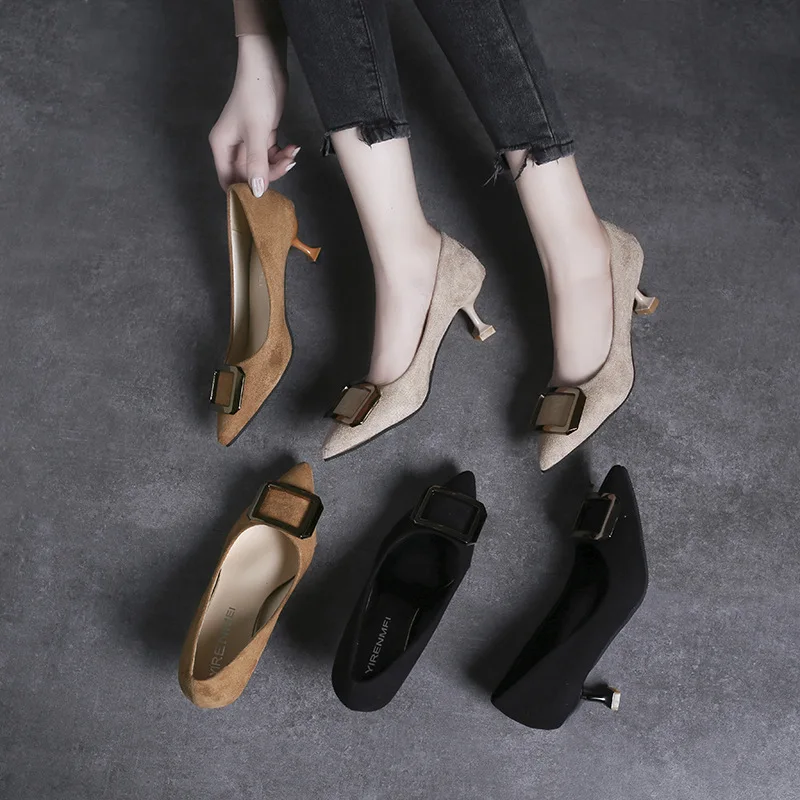 Women's Pointed-Toe High Heel Shoes 2019 New Style Autumn Versatile Fashion Square Buckle Thin Heeled-Online Celebrity Suede Sha
Women's Pointed-Toe High Heel Shoes 2019 New Style Autumn Versatile Fashion Square Buckle Thin Heeled-Online Celebrity Suede Sha
