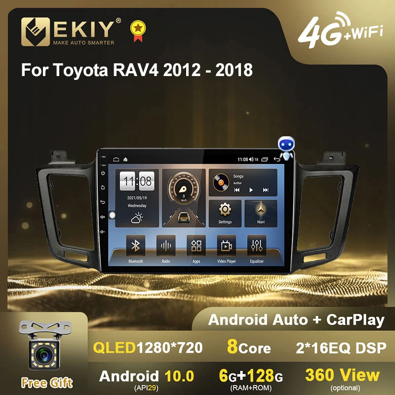 EKIY QLED DSP Android 10 For Toyota RAV4 4 XA40 5 XA50 2012 - 2018 Car Multimedia Player Stereo Autoradio GPS Navigation CarPlay |
