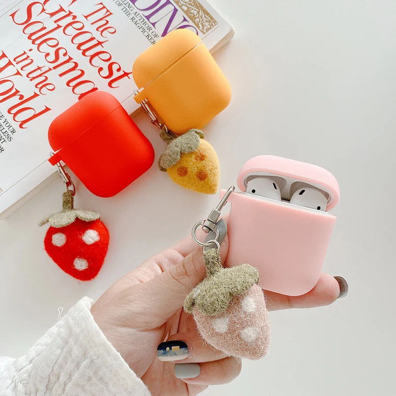 Contracted Bluetooth Headset Case For Airpods1 2 Fitted Color Candy Cover With Cute Plush Fruit Strawberry Pendant Scratch proof
Contracted Bluetooth Headset Case For Airpods1 2 Fitted Color Candy Cover With Cute Plush Fruit Strawberry Pendant Scratch proof