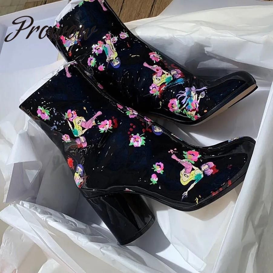 Prowow New Fashion Genuine Leather Printed Floral Ankle Boots Round Toe HIgh Heel Autumn Winter Boots Shoes Women 
Prowow New Fashion Genuine Leather Printed Floral Ankle Boots Round Toe HIgh Heel Autumn Winter Boots Shoes Women