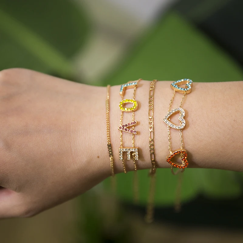 Charms Crystals Women Bracelets 4pcs/lot Multi-layer Hand Chain Heart-shaped Letters Bangles Geometric Femme Pulseras Jewelry
Charms Crystals Women Bracelets 4pcs/lot Multi-layer Hand Chain Heart-shaped Letters Bangles Geometric Femme Pulseras Jewelry